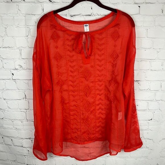 Old Navy Red Sheer Blouse - Picture 1 of 8